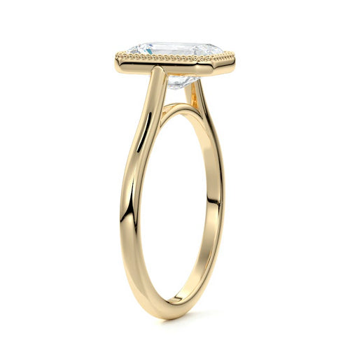 Marcella - Radiant Yellow Gold Engagement Ring Side View | Nura Lab