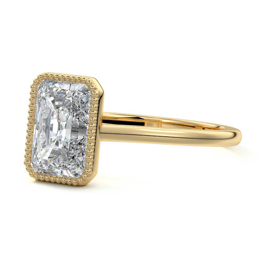 Marcella - Radiant Yellow Gold Engagement Ring Profile View | Nura Lab