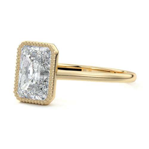 Marcella - Radiant Yellow Gold Engagement Ring Profile View | Nura Lab