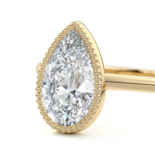 Marcella - Pear Yellow Gold Engagement Ring Profile View | Nura Lab