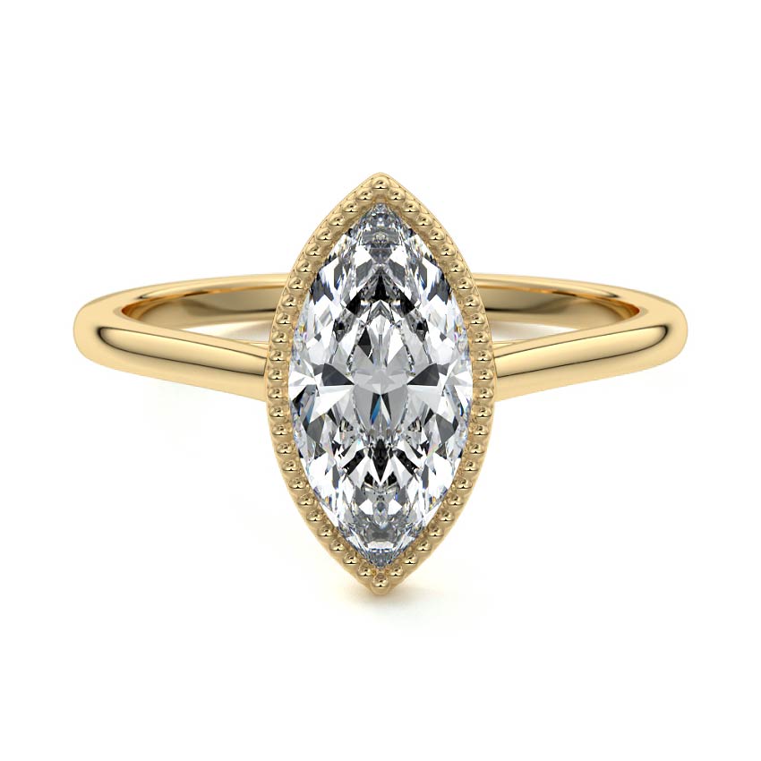 Marcella - Marquise Yellow Gold Lab Grown Diamond Engagement Ring | Nura Lab