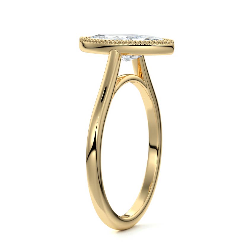 Marcella - Marquise Yellow Gold Engagement Ring Side View | Nura Lab