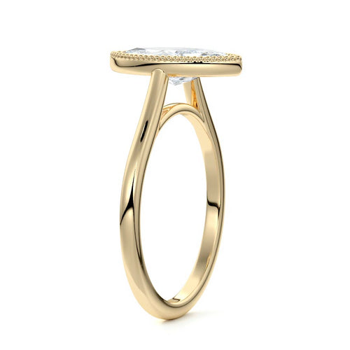 Marcella - Marquise Yellow Gold Engagement Ring Side View | Nura Lab