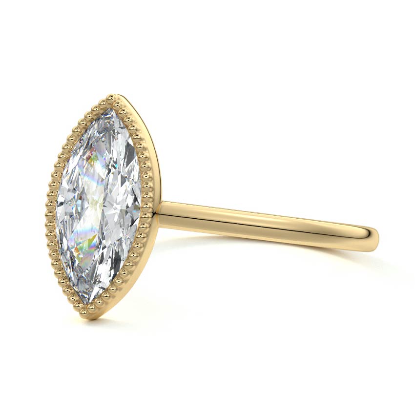 Marcella - Marquise Yellow Gold Engagement Ring Profile View | Nura Lab