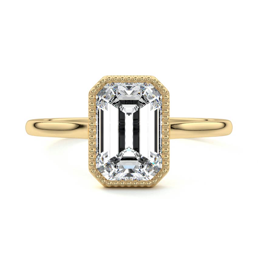 Marcella - Emerald Cut Yellow Gold Lab Grown Diamond Engagement Ring | Nura Lab
