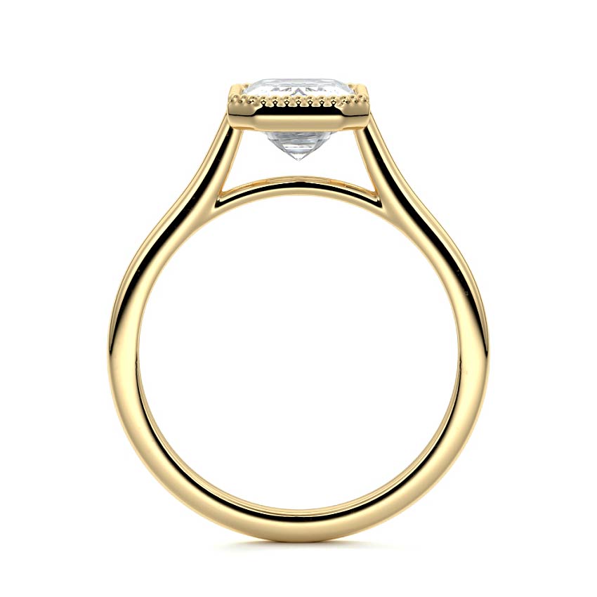 Marcella - Emerald Cut Yellow Gold Engagement Ring Side View | Nura Lab