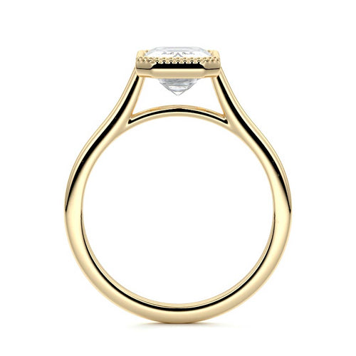 Marcella - Emerald Cut Yellow Gold Engagement Ring Side View | Nura Lab
