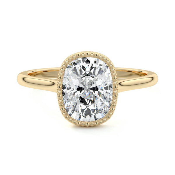 Marcella - Cushion Milgrain Bezel Solitaire Lab Grown Diamond Engagement Ring
