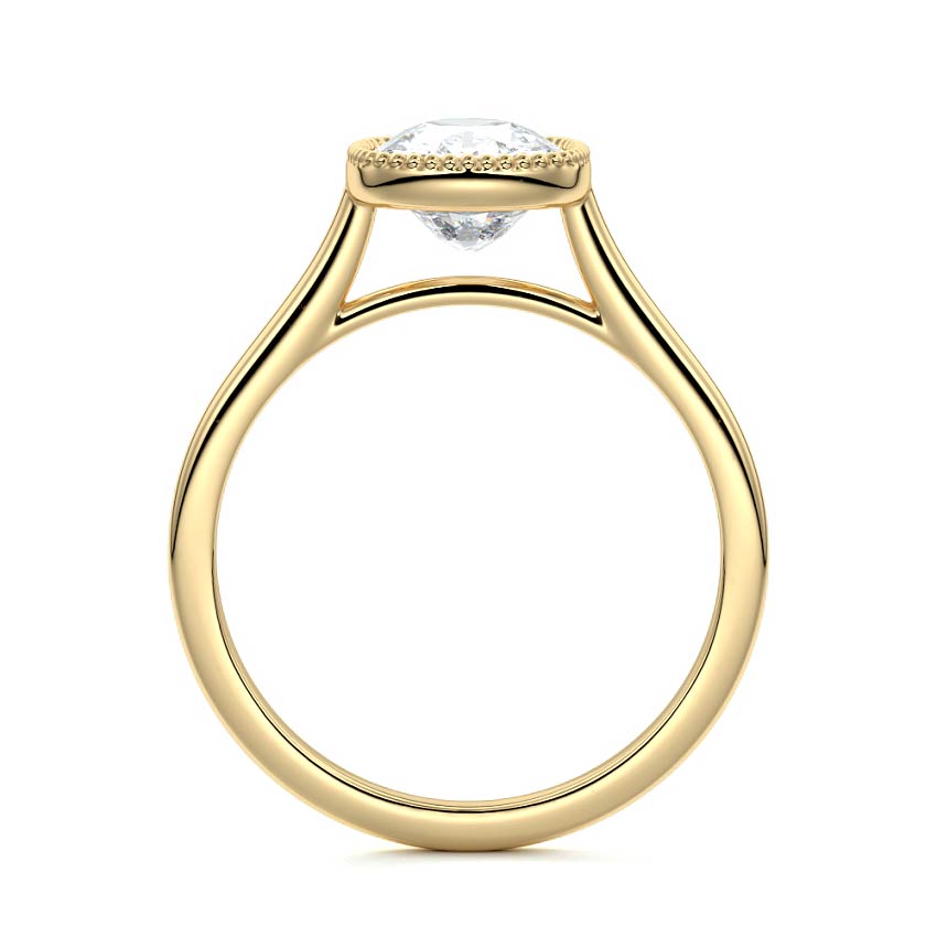 Marcella - Cushion Yellow Gold Engagement Ring Side View | Nura Lab