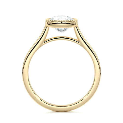 Marcella - Cushion Yellow Gold Engagement Ring Side View | Nura Lab