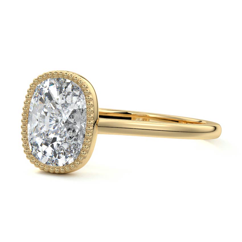 Marcella - Cushion Yellow Gold Engagement Ring Profile View | Nura Lab