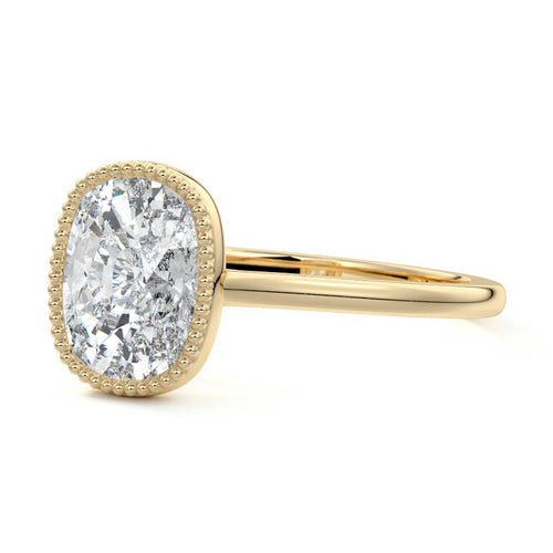 Marcella - Cushion Yellow Gold Engagement Ring Profile View | Nura Lab
