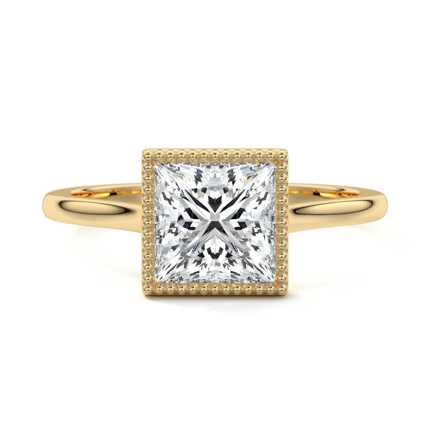 Marcella - Princess Yellow Gold Lab Grown Diamond Engagement Ring | Nura Lab