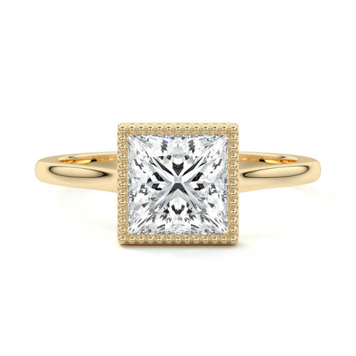 Marcella - Princess Yellow Gold Engagement Ring Angle View | Nura Lab