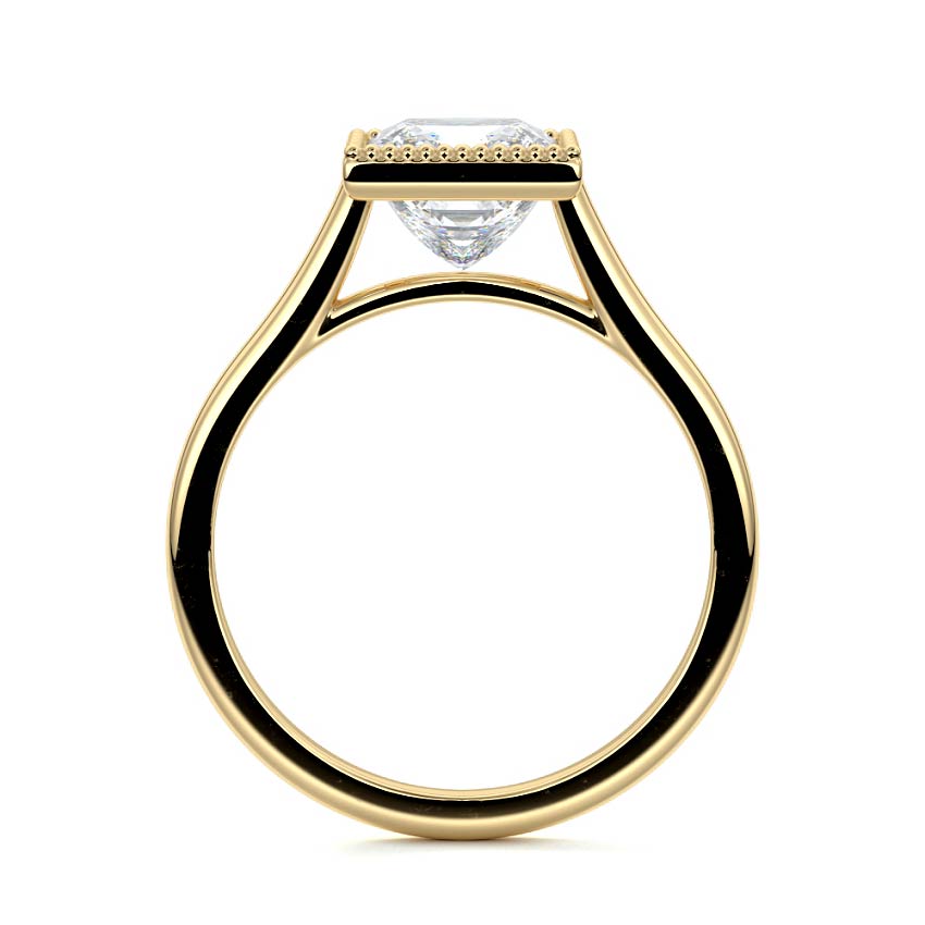 Marcella - Princess Yellow Gold Engagement Ring Side View | Nura Lab