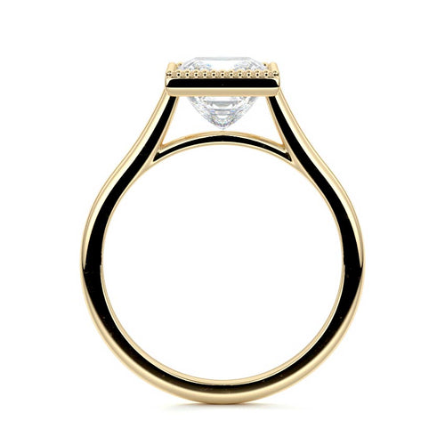 Marcella - Princess Yellow Gold Engagement Ring Side View | Nura Lab