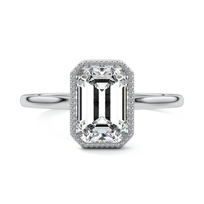 Marcella - Emerald Cut White Gold Lab Grown Diamond Engagement Ring | Nura Lab