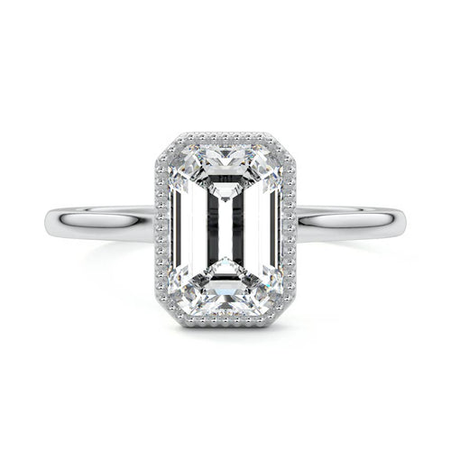 Marcella - Emerald Cut White Gold Lab Grown Diamond Engagement Ring | Nura Lab