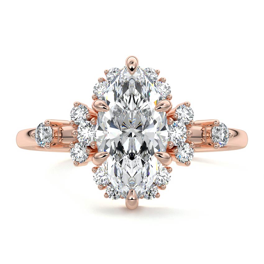 Marina - Marquise Rose Gold Lab Grown Diamond Engagement Ring | Nura Lab
