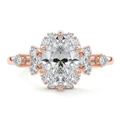 Marina - Oval Rose Gold Lab Grown Diamond Engagement Ring | Nura Lab