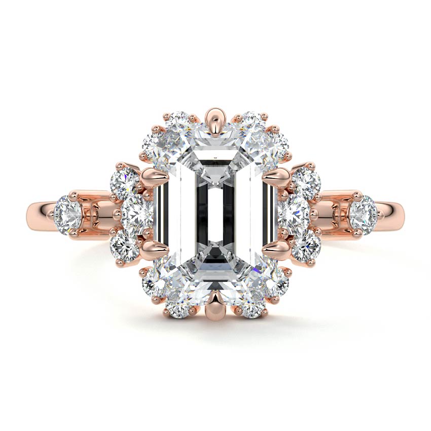 Marina - Emerald Cut Rose Gold Lab Grown Diamond Engagement Ring | Nura Lab