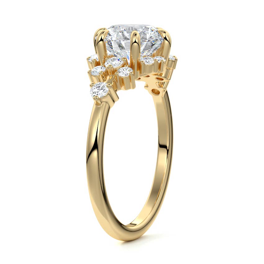 Marina - Round Yellow Gold Engagement Ring Side View | Nura Lab