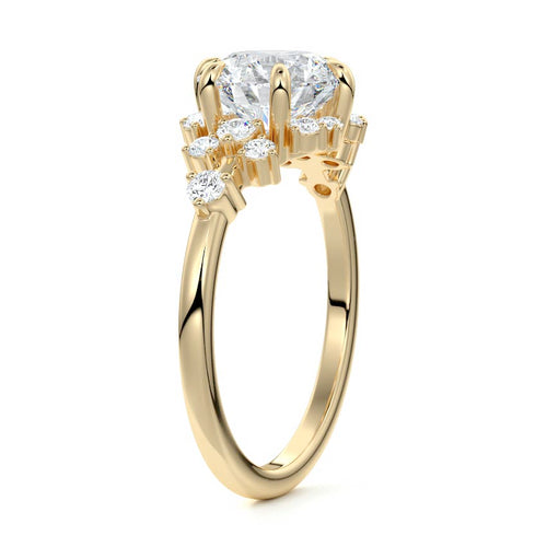 Marina - Round Yellow Gold Engagement Ring Side View | Nura Lab
