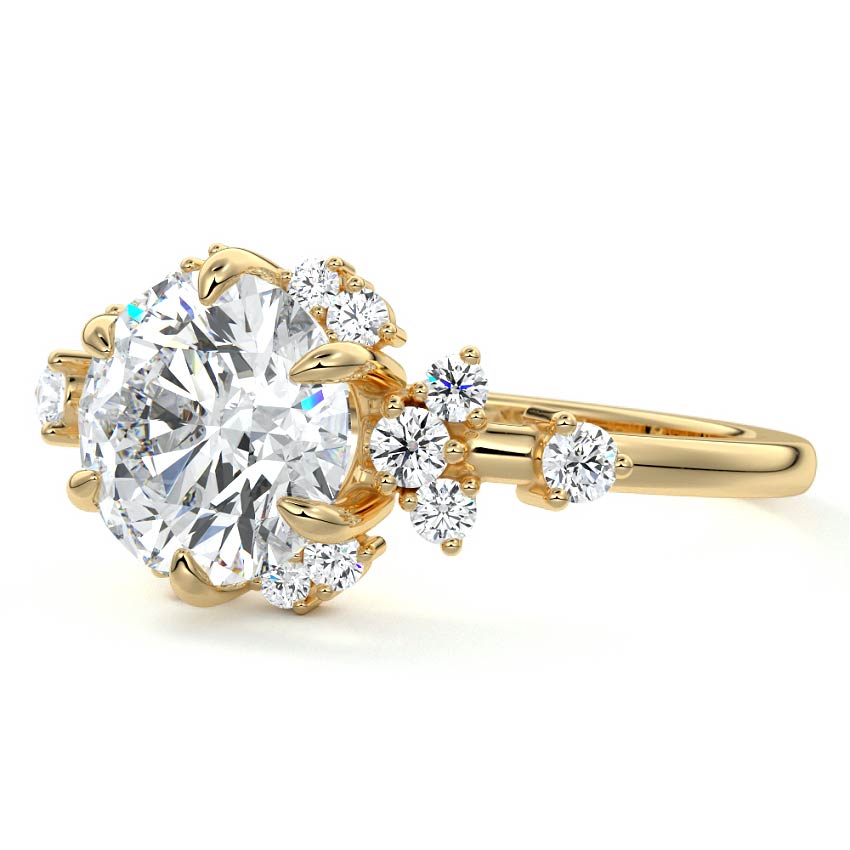 Marina - Round Yellow Gold Engagement Ring Profile View | Nura Lab
