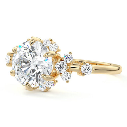 Marina - Round Yellow Gold Engagement Ring Profile View | Nura Lab