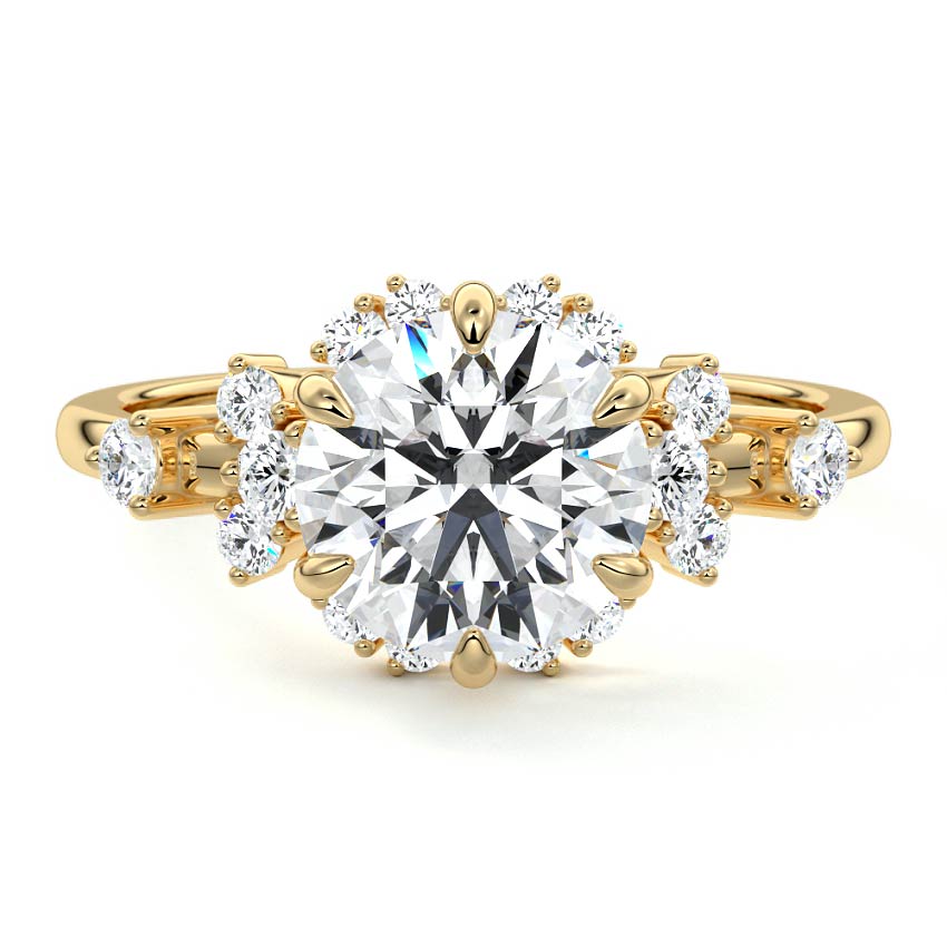 Marina - Round Yellow Gold Engagement Ring Detail View | Nura Lab