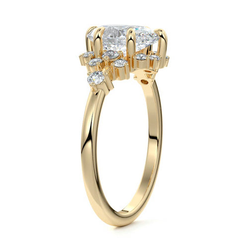 Marina - Pear Yellow Gold Engagement Ring Side View | Nura Lab