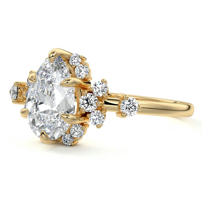 Marina - Pear Yellow Gold Engagement Ring Profile View | Nura Lab