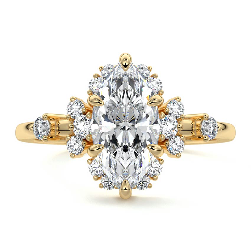 Marina - Marquise Yellow Gold Lab Grown Diamond Engagement Ring | Nura Lab