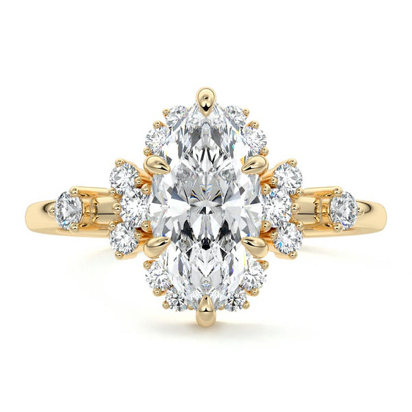 Marina - Marquise Floral Side Stone Lab Grown Diamond Engagement Ring