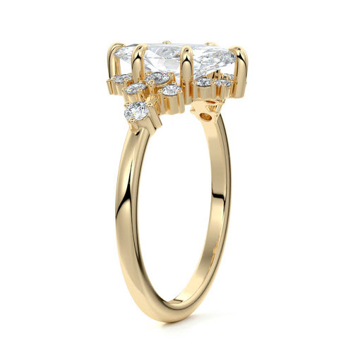 Marina - Marquise Yellow Gold Engagement Ring Side View | Nura Lab