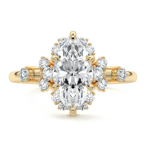 Marina - Marquise Yellow Gold Engagement Ring Detail View | Nura Lab