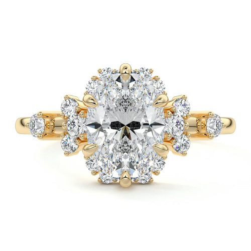Marina - Oval Yellow Gold Lab Grown Diamond Engagement Ring | Nura Lab