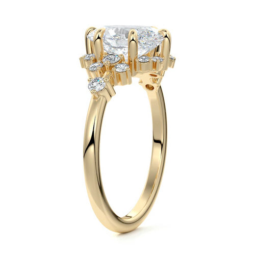 Marina - Oval Yellow Gold Engagement Ring Side View | Nura Lab