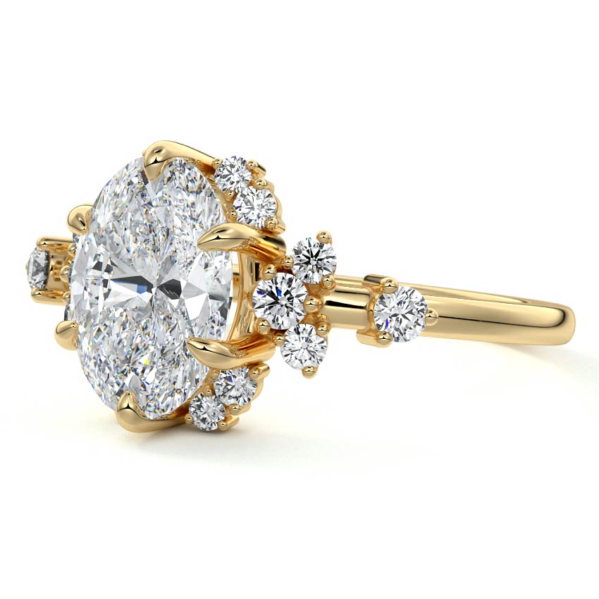 Marina - Oval Yellow Gold Engagement Ring Profile View | Nura Lab
