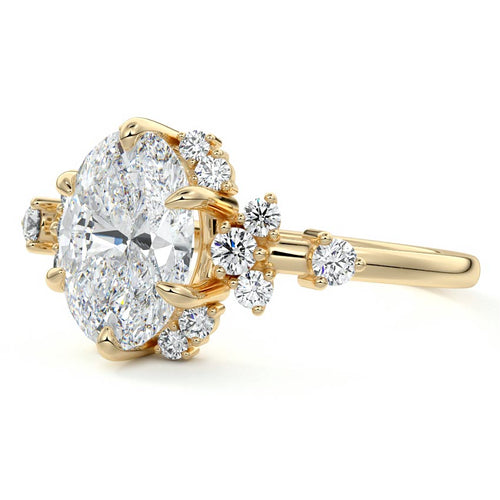 Marina - Oval Yellow Gold Engagement Ring Profile View | Nura Lab