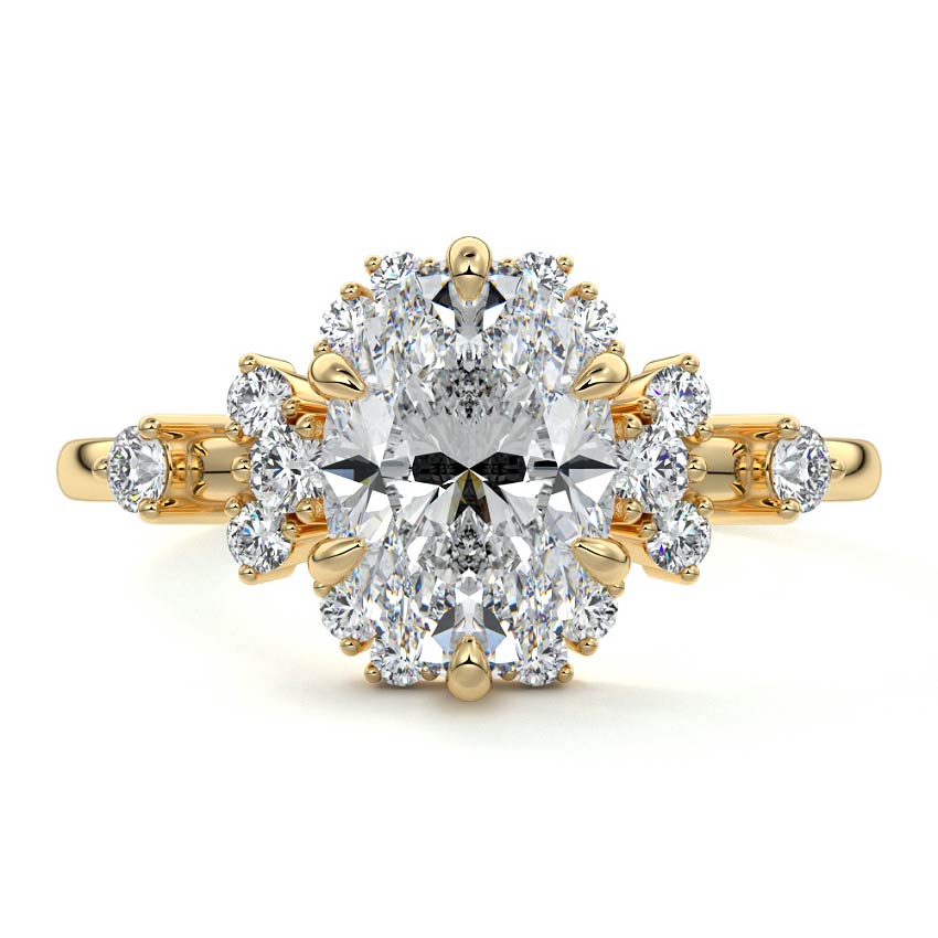 Marina - Oval Yellow Gold Engagement Ring Detail View | Nura Lab