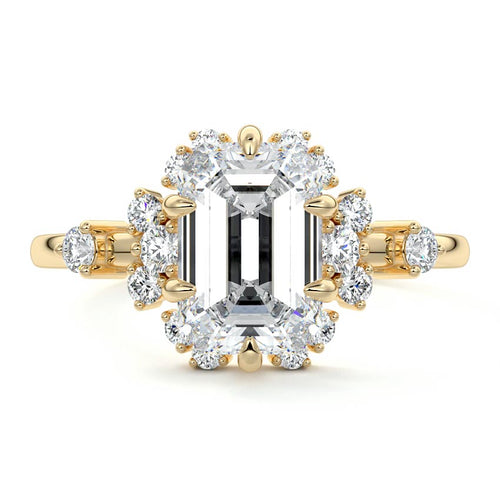 Marina - Emerald Cut Yellow Gold Lab Grown Diamond Engagement Ring | Nura Lab