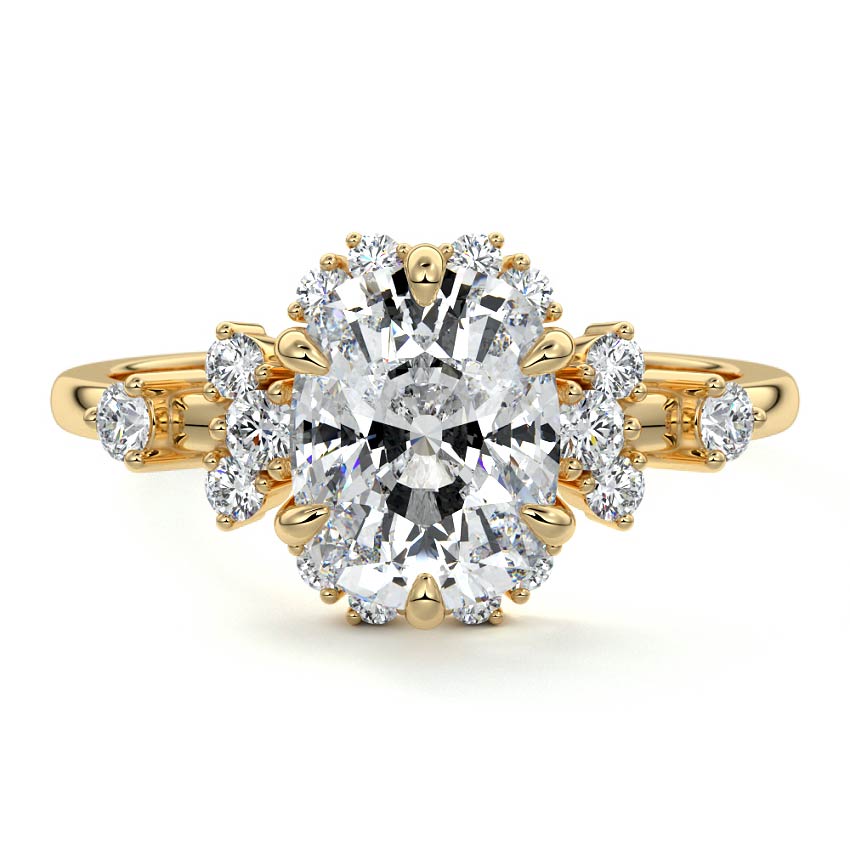Marina - Cushion Yellow Gold Lab Grown Diamond Engagement Ring | Nura Lab