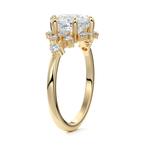 Marina - Cushion Yellow Gold Engagement Ring Side View | Nura Lab