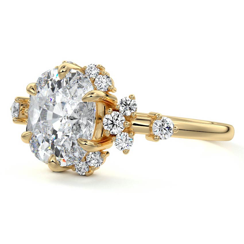 Marina - Cushion Yellow Gold Engagement Ring Profile View | Nura Lab