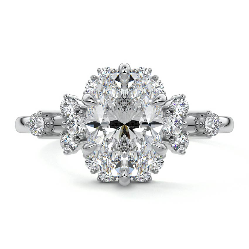 Marina - Oval White Gold Lab Grown Diamond Engagement Ring | Nura Lab