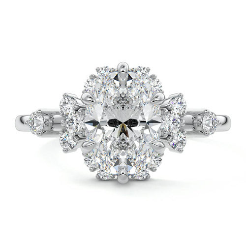 Marina - Oval White Gold Lab Grown Diamond Engagement Ring | Nura Lab