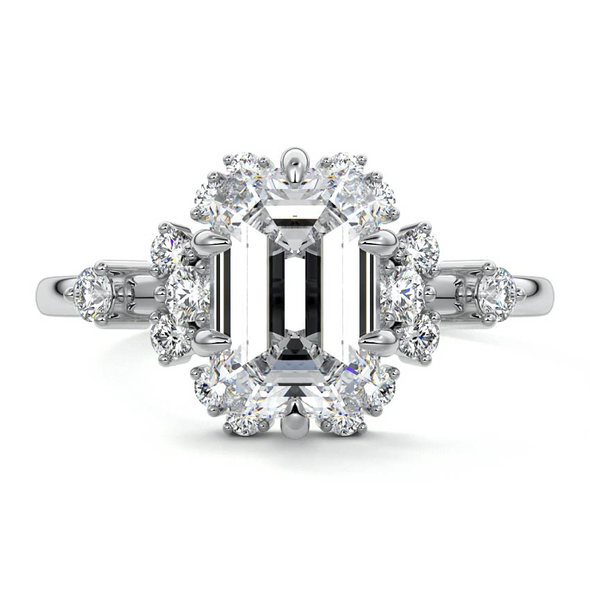 Marina - Emerald Cut White Gold Lab Grown Diamond Engagement Ring | Nura Lab