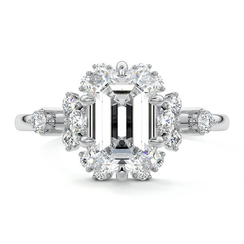 Marina - Emerald Cut Platinum Lab Grown Diamond Engagement Ring | Nura Lab