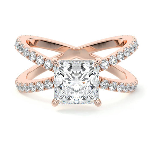 Mirella - Princess Rose Gold Lab Grown Diamond Engagement Ring | Nura Lab